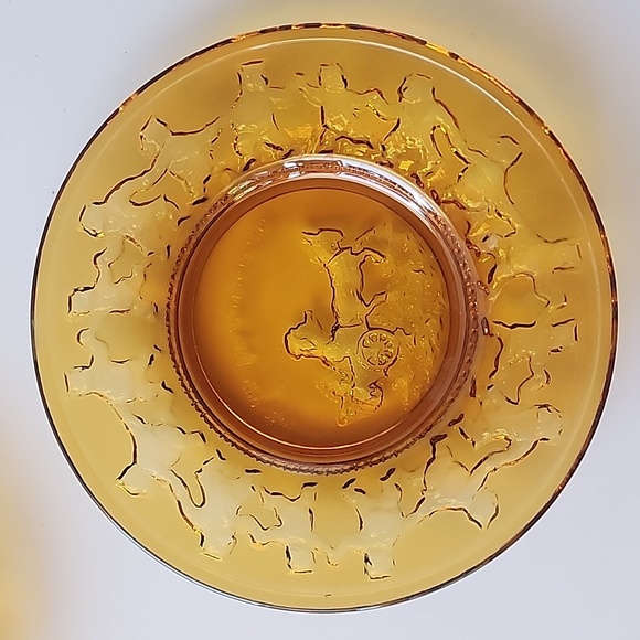 VTG. Mother Goose Nursery Rhymes, Tiara Amber Glass, Children's Plates. - Picture 3 of 16